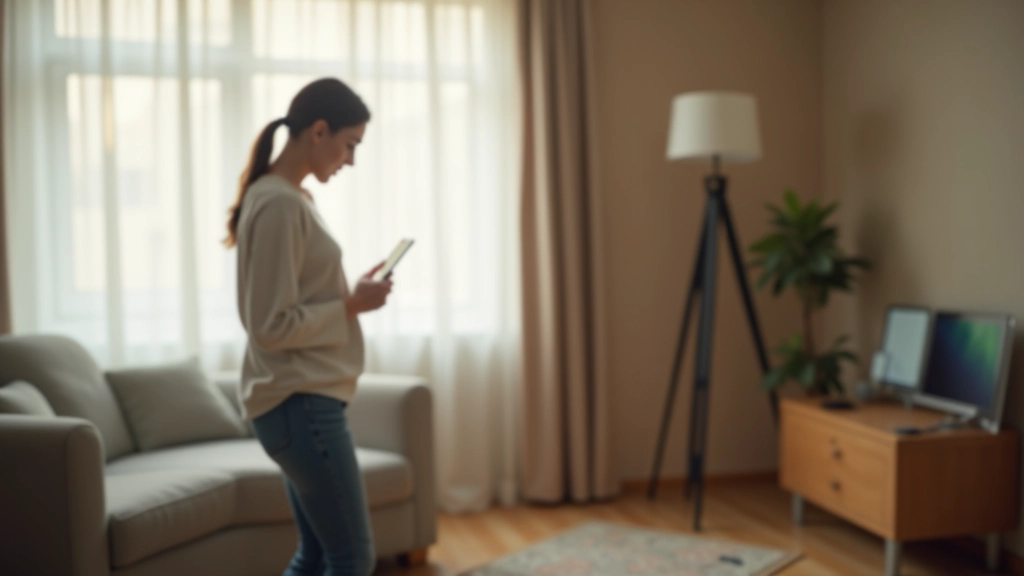 Инспектор снимает видео на телефон состояния квартиры, квартира освещена естественным светом